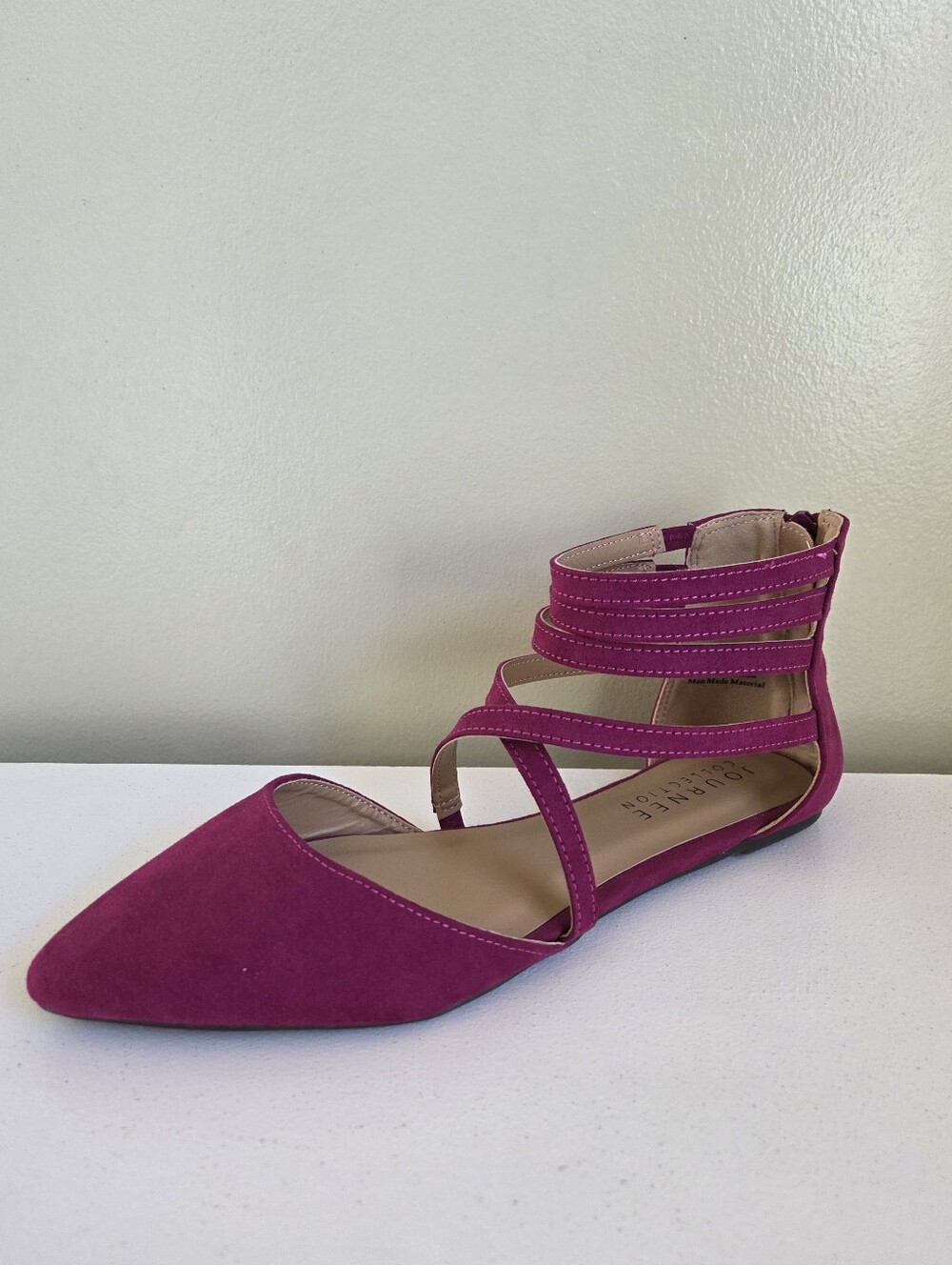 Journee Collection Magenta Strappy Pointed-Toe Flat Size 9
